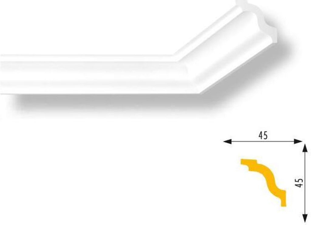 PROVISTON Stuckleiste 45 x 45 x 2000 mm Deckenleiste Polystyrol Styroporleiste Weiß Leicht und stabil Hochwertig Schnell montiert