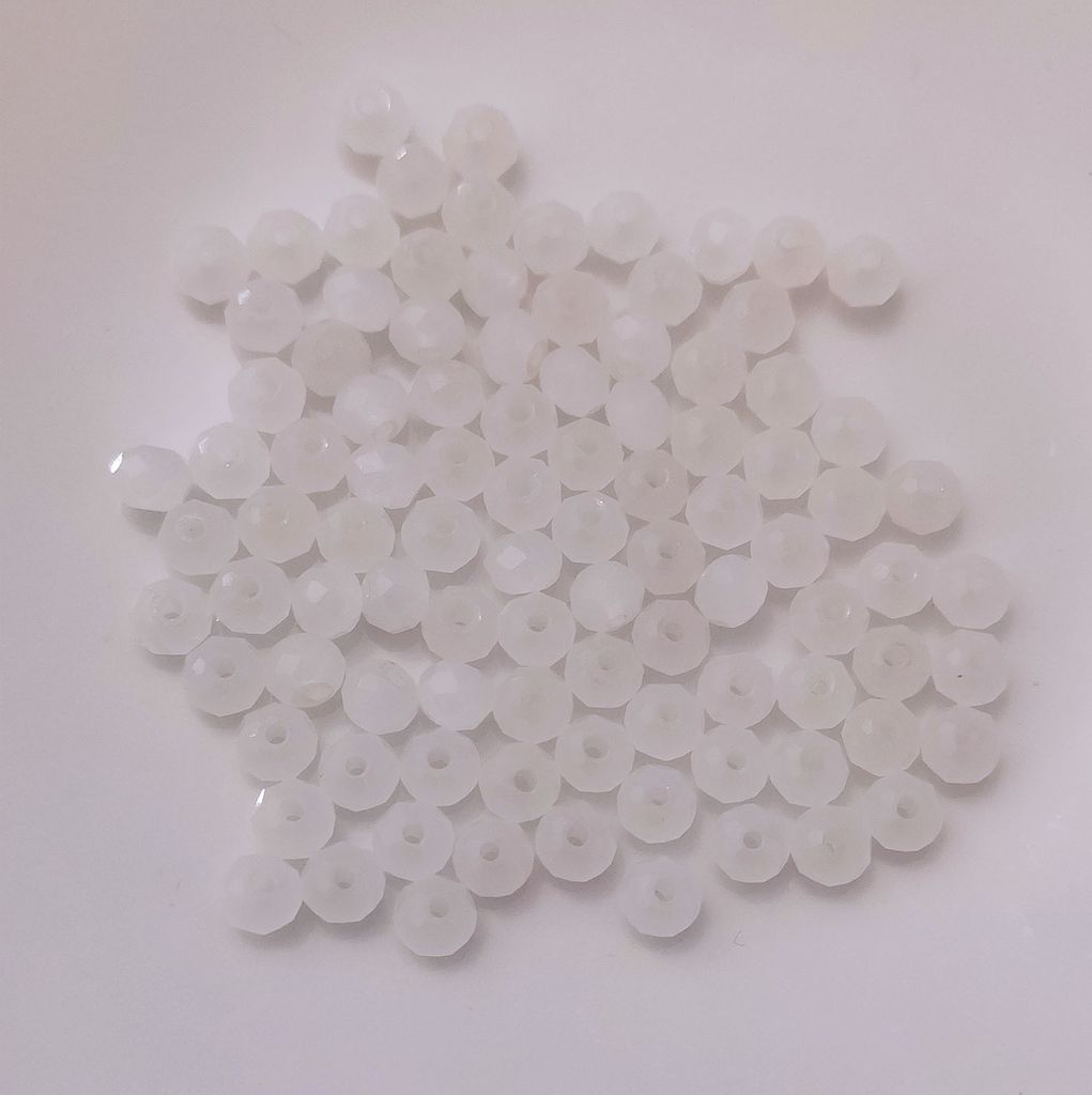 Glasperlen - Typ 'Facettiert' - 60 Stück - 10 mm - Weiß/Transparent matt