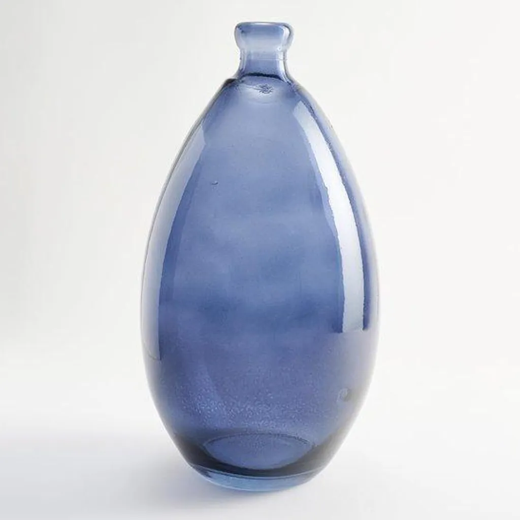 Vase en verre bleu pour bouquet de fleurs - Décoration marine à poser