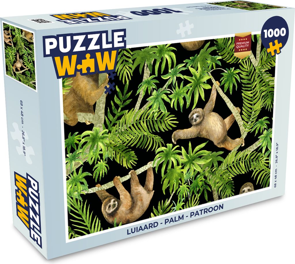 MuchoWow Puzzle 1000 Teile Faultier - Palme - Muster - Jungen - Mädchen - Kinder - Kind - Erwachsene - Rätsel