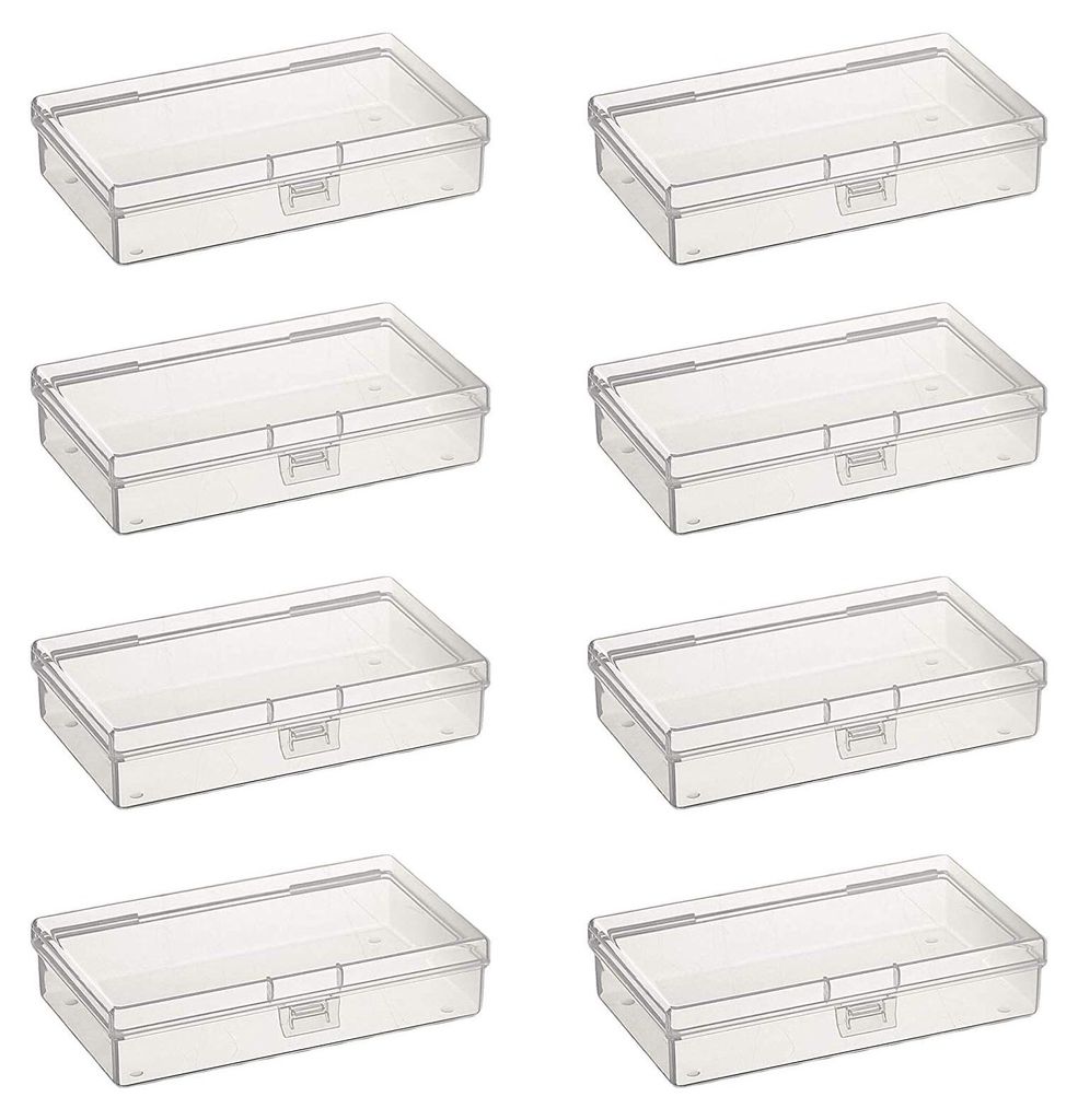 rechteckige Mini-Aufbewahrungsboxen mit Klappdeckeln für Kleinteile und Bauprojekte, 135 x 80 x 30 mm (transparent)