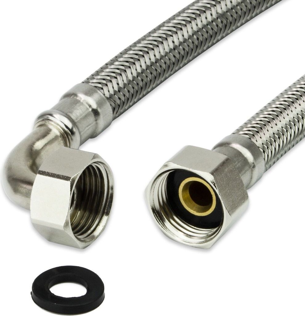 AWM Edelstahl Flexschlauch (DN8) 1/2" BOGEN x 1/2" ÜM - 120 cm Armaturn Panzerschlauch Sanitär Hauswasserwerk