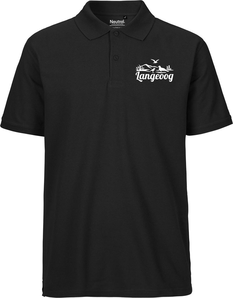 Huuraa Herren Polo Shirt Langeoog Strandmotiv S Black Bio Baumwolle Fairtrade Poloshirt Geschenkidee