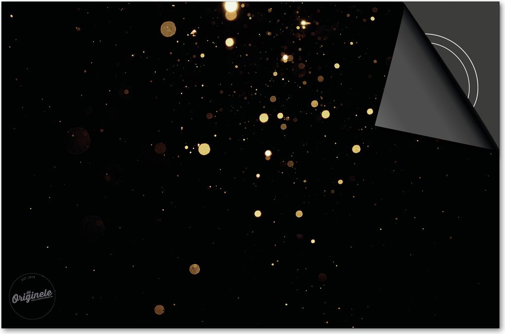 Induktionsschutz 65x52 - abdeckplatte Induktion matt- Dietrix Kochfeldschutz- Base - Weihnacht- Sterne Gold auf Schwarz