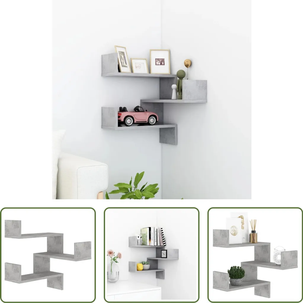 Rangement d'angle mural gris béton pour optimiser vos petits espaces - 9