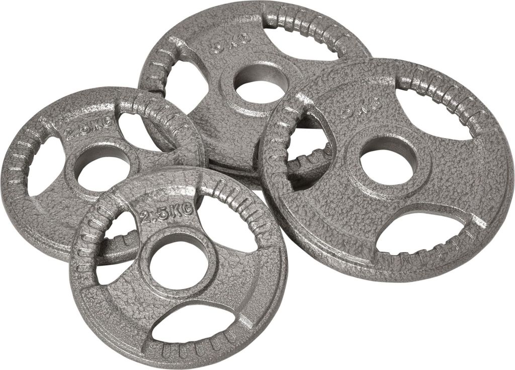 HOMCOM Gewichtsscheiben 2,5/2,5/5/5 kg, Gesamtgewicht 15 kg, 4 Gewichtsscheiben für 5 cm olympische Hantelstangen, Stahlgewichtsscheiben für Kraf...