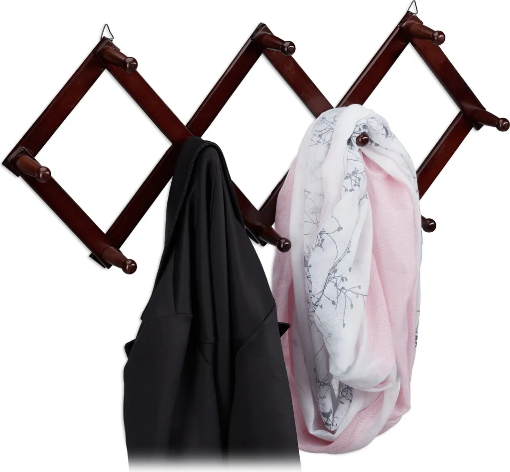 Set 5 Appendiabiti Estensibili Relaxdays Legno Scuro per Ingresso