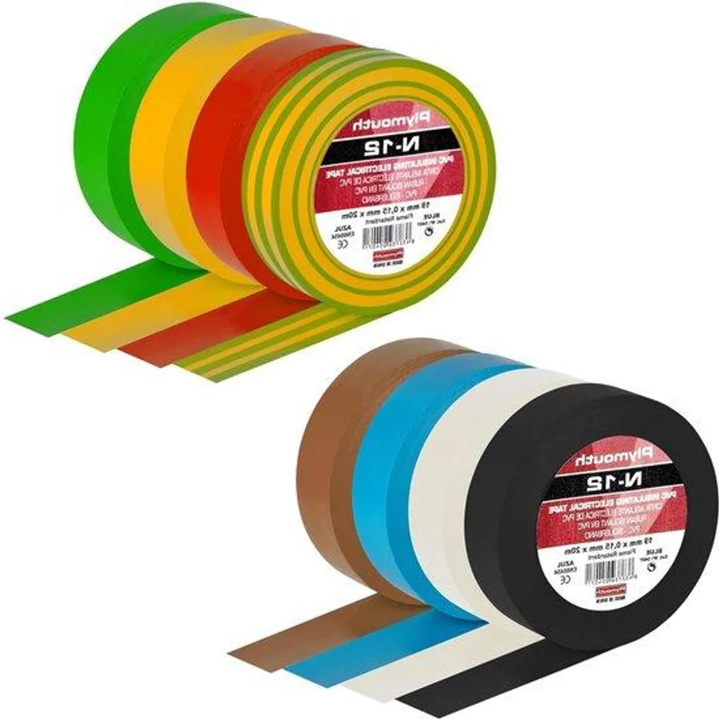 Ruban isolant VDE ignifuge 19 mm x 20 m - Lot de 8 rouleaux haute sécurité