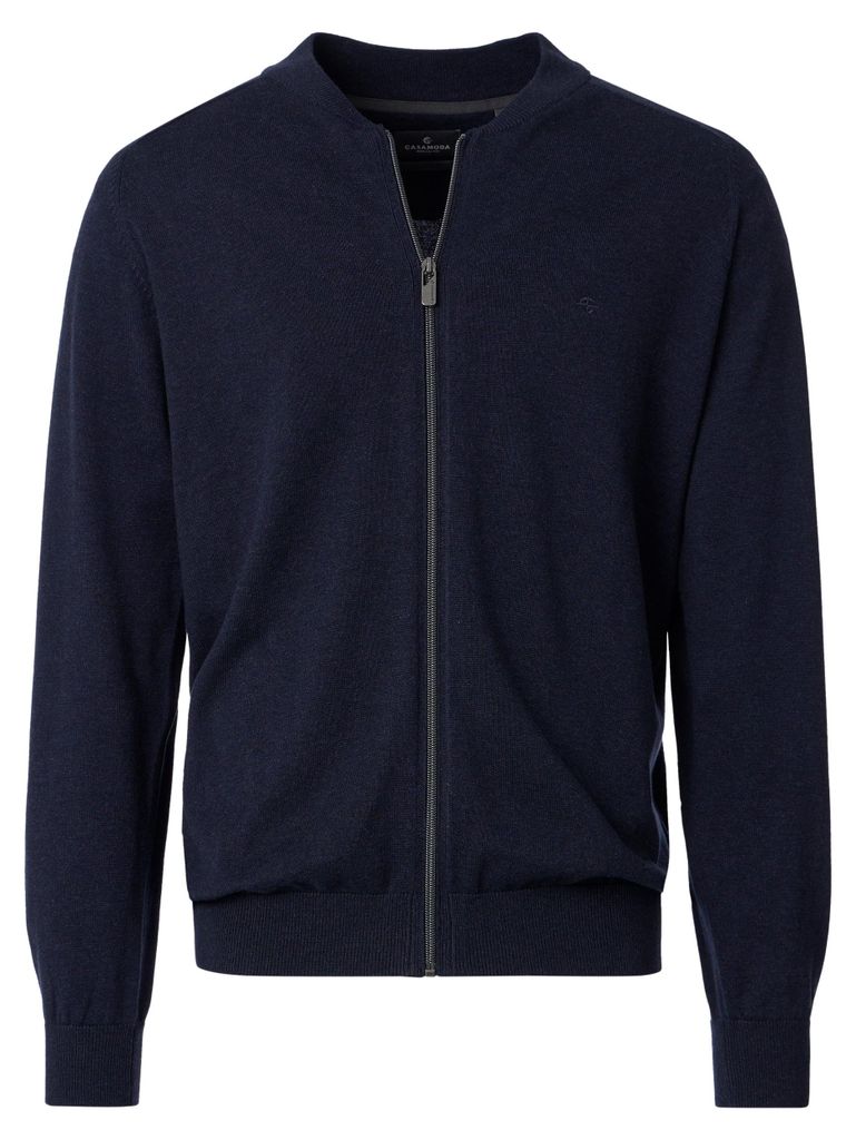 CASAMODA Herren Strickjacke Zipper Regular Baumwolle Marine Produktbild 