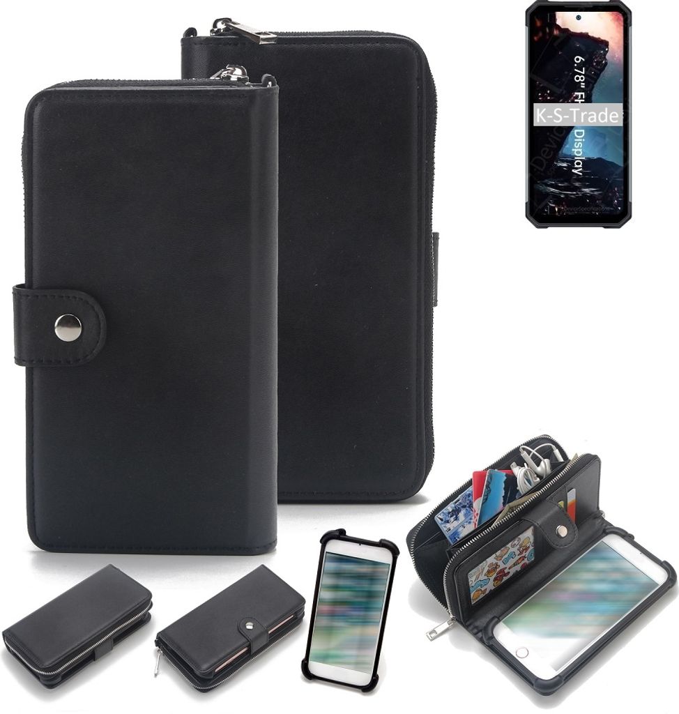 K-S-Trade 2in1 Handyhülle Schutzhülle kompatibel mit Oukitel WP17 & Portemonnee Cover Handy Hülle Case Etui Geldbörse Wallet Bookstyle Hülle