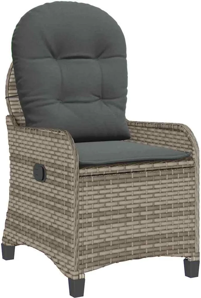 vidaXL Poltrona relax grigio 56 x 66 x 95 cm in poly rattan