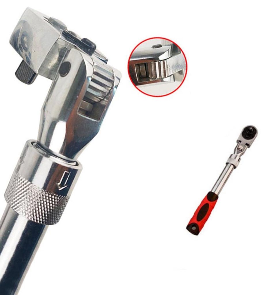 INF 1/4 Drive Teleskop-Ratschenschlüssel 6,3mm Aluminium 20cm Schwarz Rot