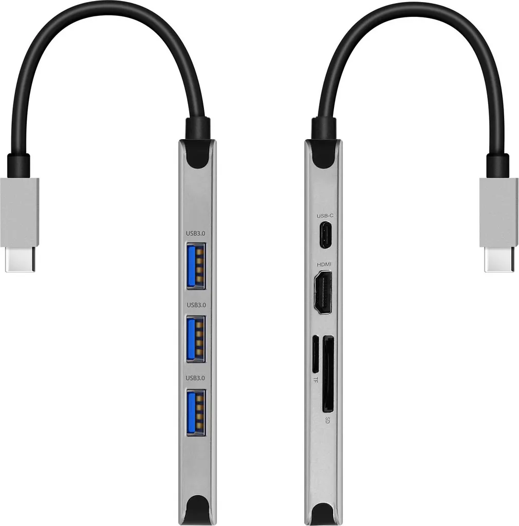 Adaptateur Hub USB-C 8 ports en aluminium avec HDMI 4K et lecteur SD