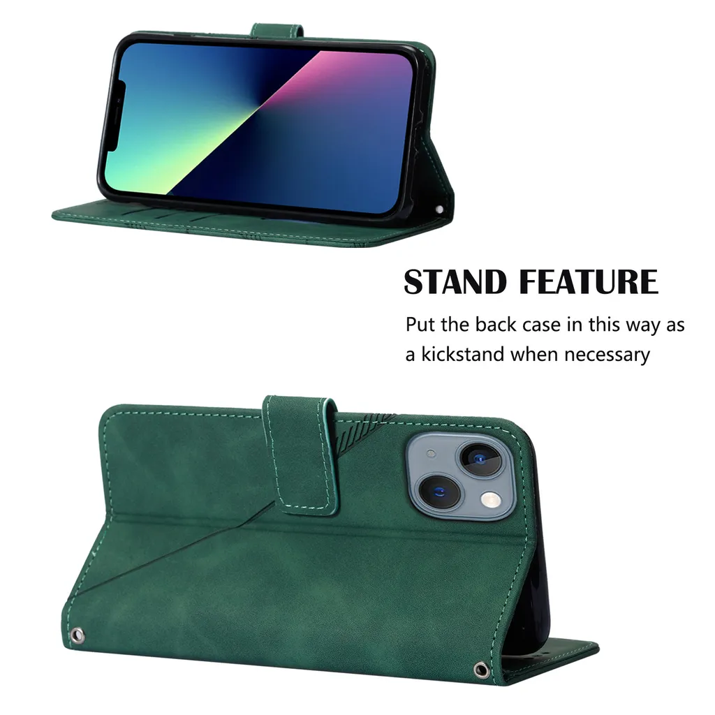 ELTEKER Cover per iPhone 13 Mini, Custodia in Pelle Flip Libro Pieghevole con Slot per Scheda e Funzione di Supporto, Verde