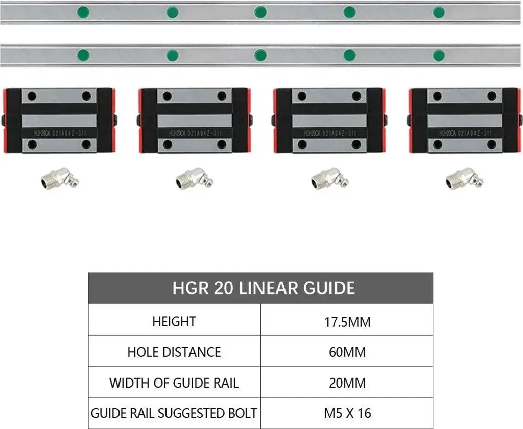 Système de guidage linéaire 2 rails HGH20CA 400mm pour automatisation