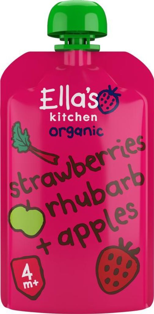 Ella's Kitchen Strawberry rhubarb & apples 4+ mnd knijpz  Productafbeelding 