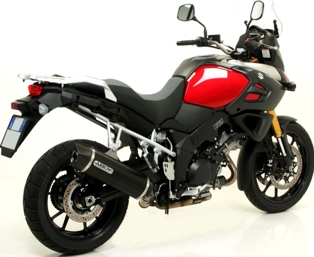 ARROW Maxi-Race-Tech Slip-On-Auspuff dunkel Aluminium und Endkappe für Suzuki V-Strom 1050