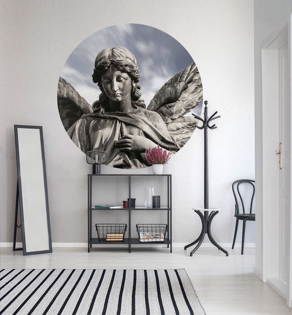 Fototapete Engel Skulptur rund, Material:Premium Vlies 150g/qm, Größe Tapete:130cm rund