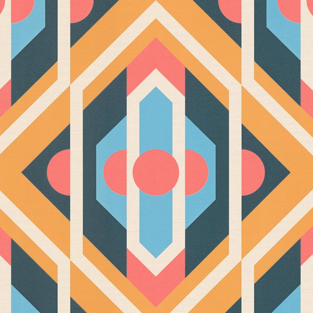 Profhome 395314-GU Tapeta retro Geometryczna niebieska Zdjęcie produktu 