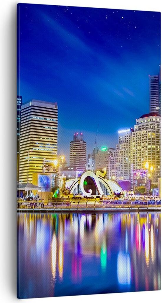 Bild auf Leinwand - Leinwandbild - Asien bangkok gebäude stadt - 55x100cm - Wand Bild - Wanddeko - Leinwanddruck - Bilder - Kunstdruck - Wanddekor...