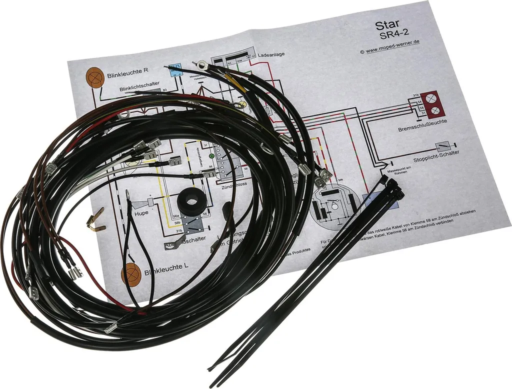 Set di cablaggi Sparber SR4-3, Hawk SR4-4, accensione dell'interruttore 6V con schema elettrico