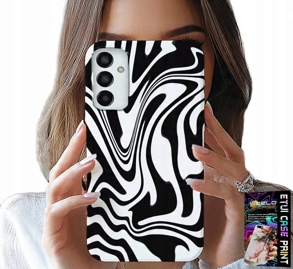 Custodia Samsung M13 4G: Eleganza Astratta B&W + Protezione Vetro