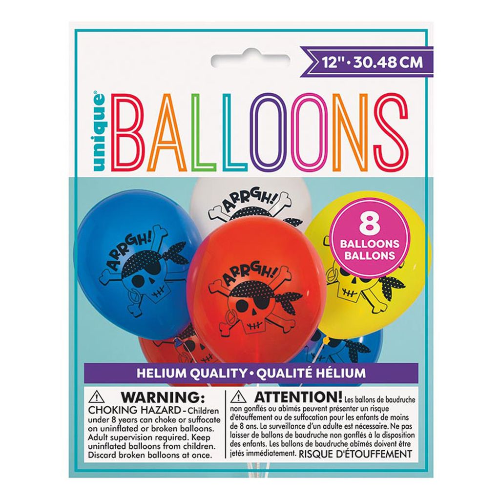 Luftballon Pirat Ahoy ca. 33cmØ/8St. Bunt