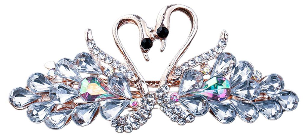 Elegante Haarspange mit funkelnden Strasssteinen und glänzendem Schwanenmotiv – Haarclip für Damen – Haarstyling-Accessoires