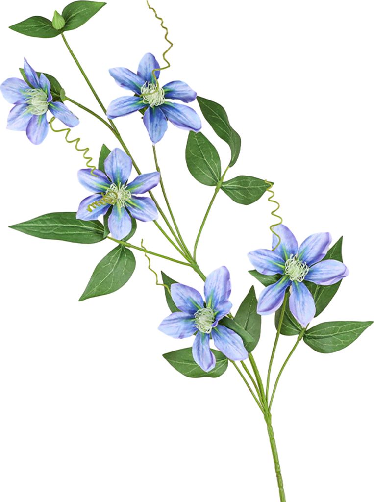 Künstliche Blume, realistische 5-köpfige Clematis, künstliche Blume, pflegeleichte Simulationsblume für die Dekoration von Hochzeiten und Zuhause