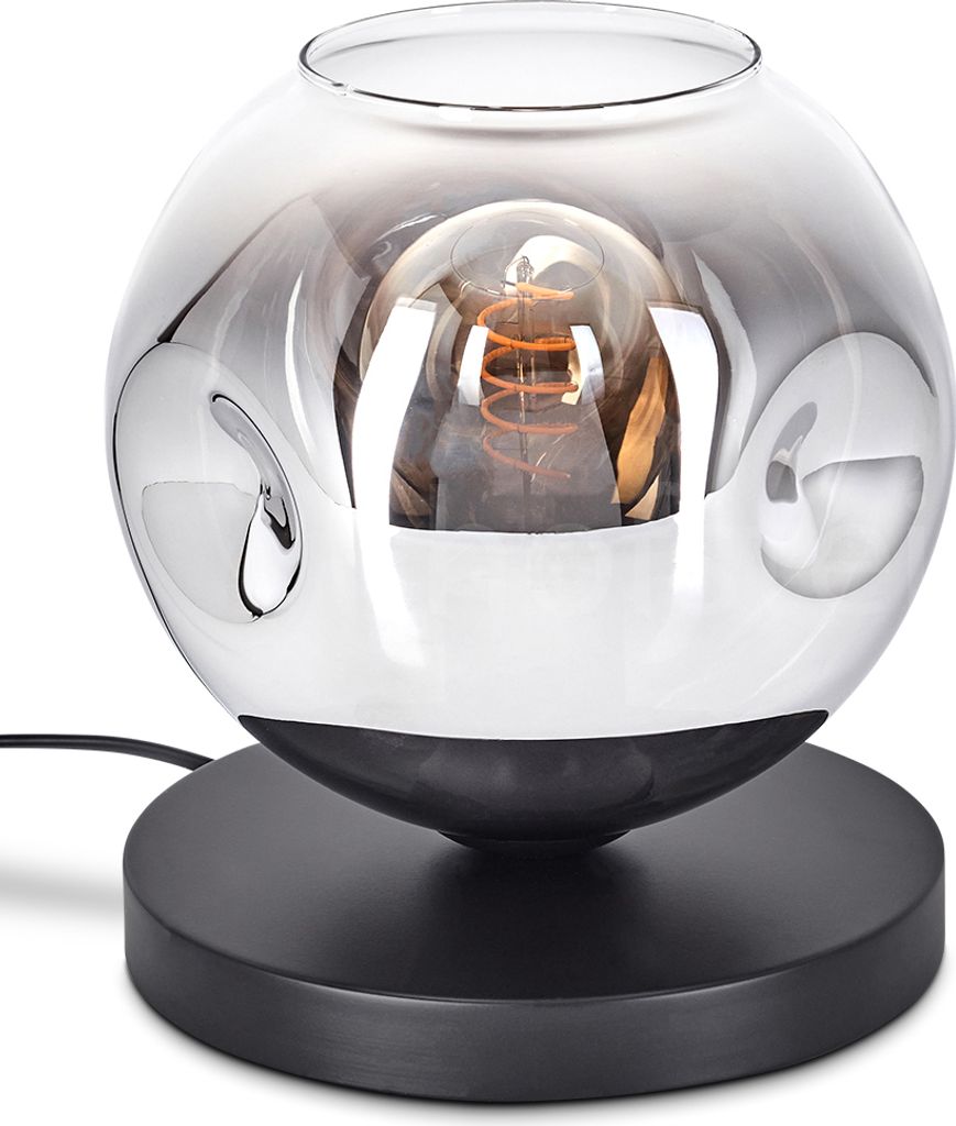 Carrone Tischlampe aus Metall/Glas in Schwarz/Chromfarben/Klar