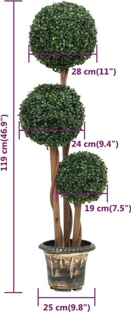 vidaXL Knstlicher Buchsbaum mit Topf Kugelform Grn 119 cm