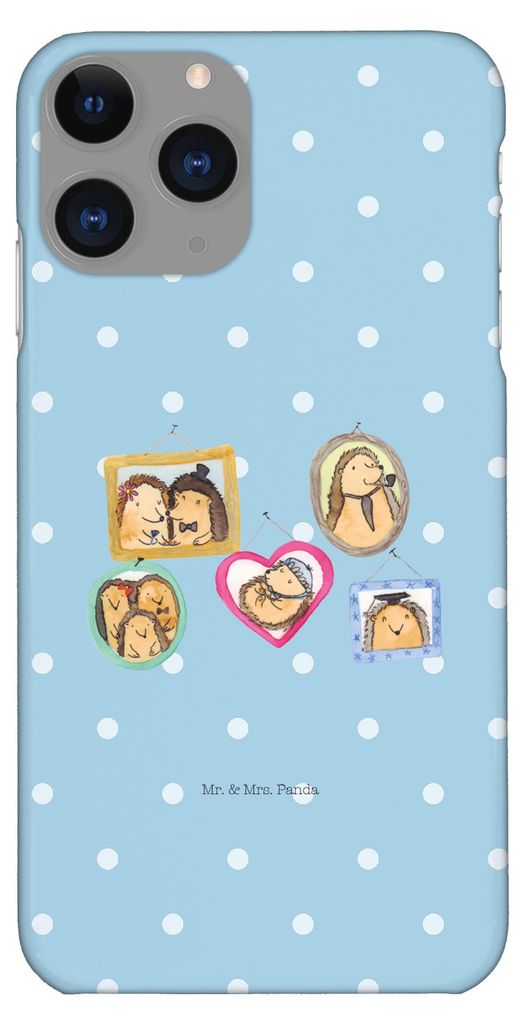 Mr. & Mrs. Panda Iphone 11 Pro Handyhülle Igel Familie - Blau Pastell - Geschenk, Bilder, Papa, Handy Case, Mama, Premium Kunststoff, Bruder, Mutt...