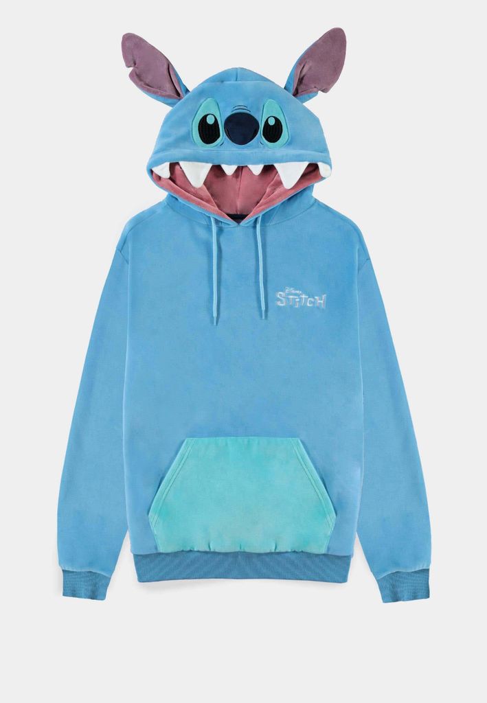 DIFUZED Disney Lilo & Stitch - Stitch Novelty Hoodie, Erwachsener, Uni, Kapuzenpullover, Blau, Rundkragen, Langärmlig