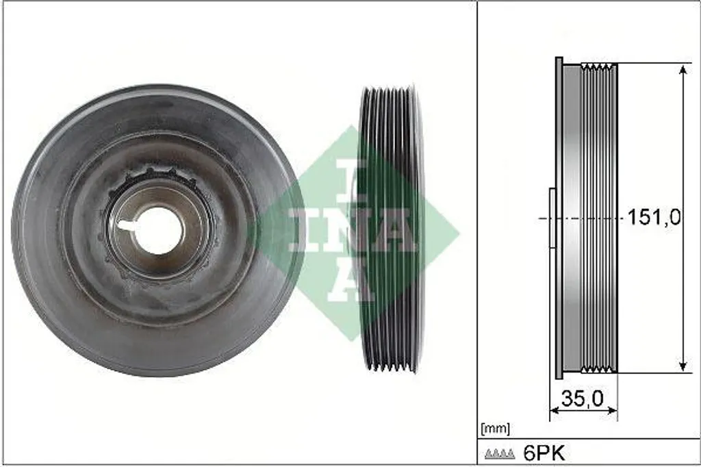 Poulie Damper INA compatible Dacia Logan Sandero et Duster 1.5 dCi 110
