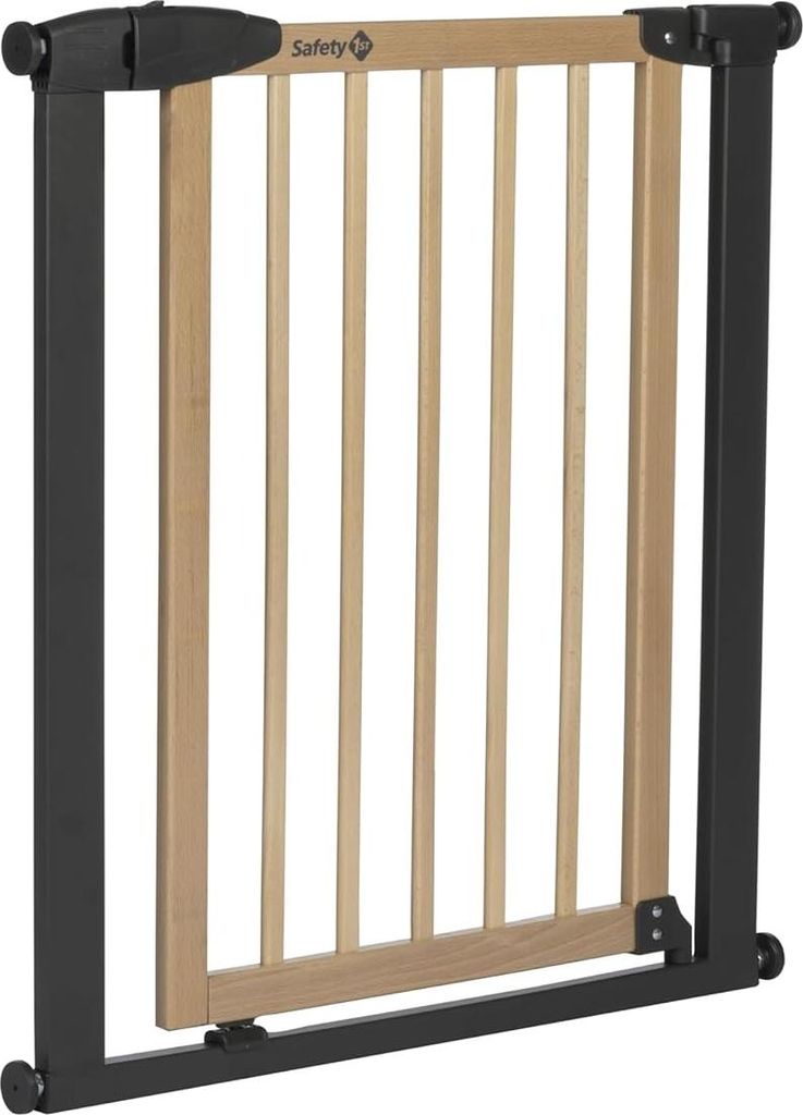 Treppenschutzgitter ohne Bohren für Kinder - Sicherheitsgitter aus Holz und Metall, verstellbar von 73 bis 94 cm mit Doppelverriegelungssystem