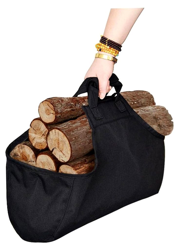 Canvas Tasche zur Aufbewahrung von Brennholz mit Tragegriffen für Outdoor Camping