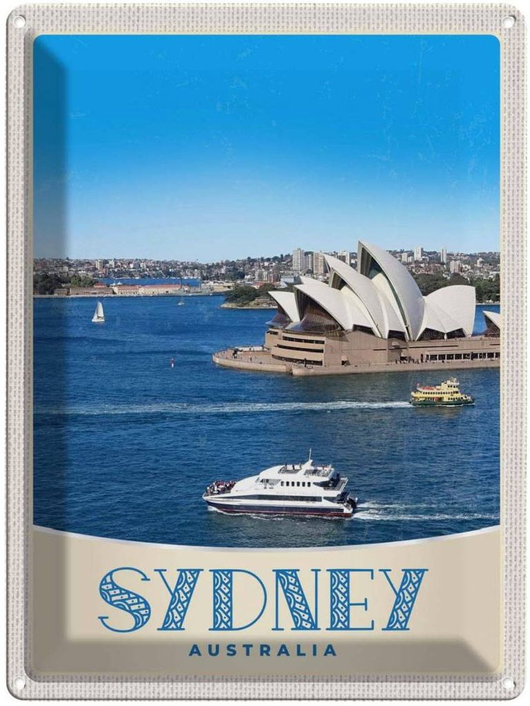 vianmo Blechschild 40x30 cm Sydney Australien Meer Schiff Yacht Bildmotiv Reisemotiv Abenteuer Reisen Urlaub