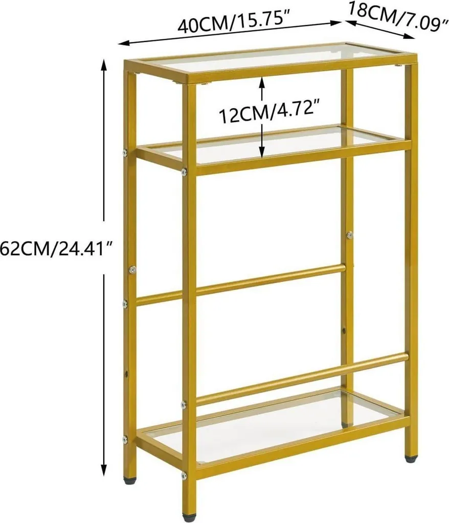 Table d'appoint en verre doré avec porte-revues 3 étages chic