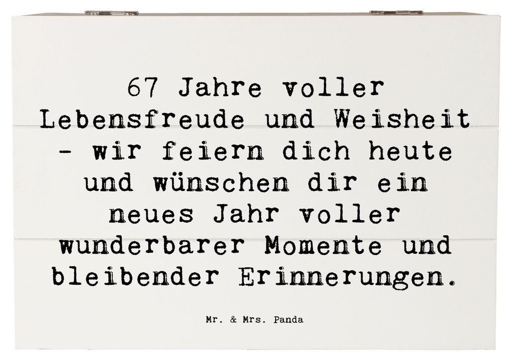 Mr. & Mrs. Panda Geschenkbox Spruch 67. Geburtstag 22 x 15 cm - Weiß - Geschenk, Box, Happy Birthday, Karte, Kiste, schatztruhe, Lebensfreude, Hol...