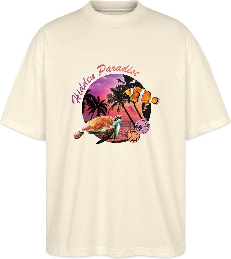 Spreadshirt Hidden Paradise Sunset Urlaub Oversize Uni T-Shirt, XS, Natur