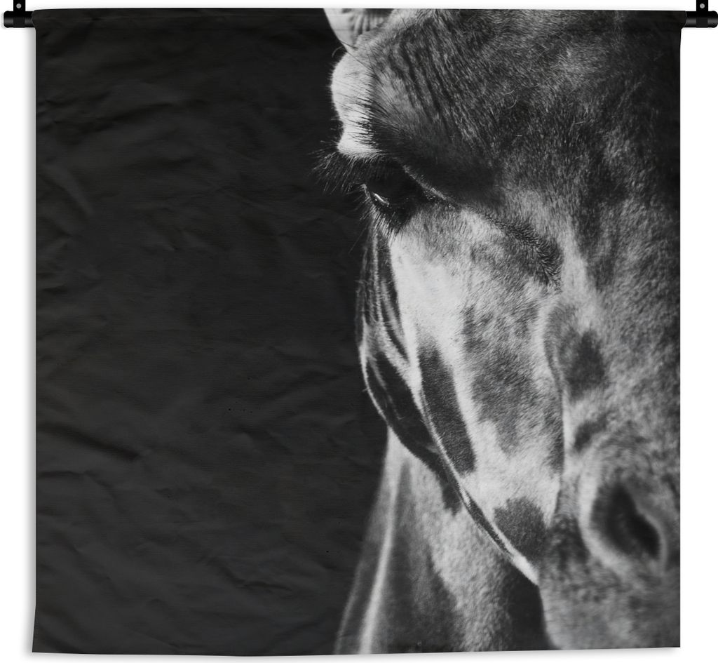 MuchoWow Wandteppich Wandbehang Tierprofil Giraffe in schwarz und weiß 90x90 cm Tapisserie Dekoration Wandtuch - Wandaufhänger