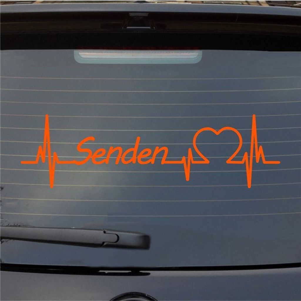 Heckscheibenaufkleber Senden Herzschlag Puls Stadt Liebe 55x16 cm Orange Auto Aufkleber Sticker