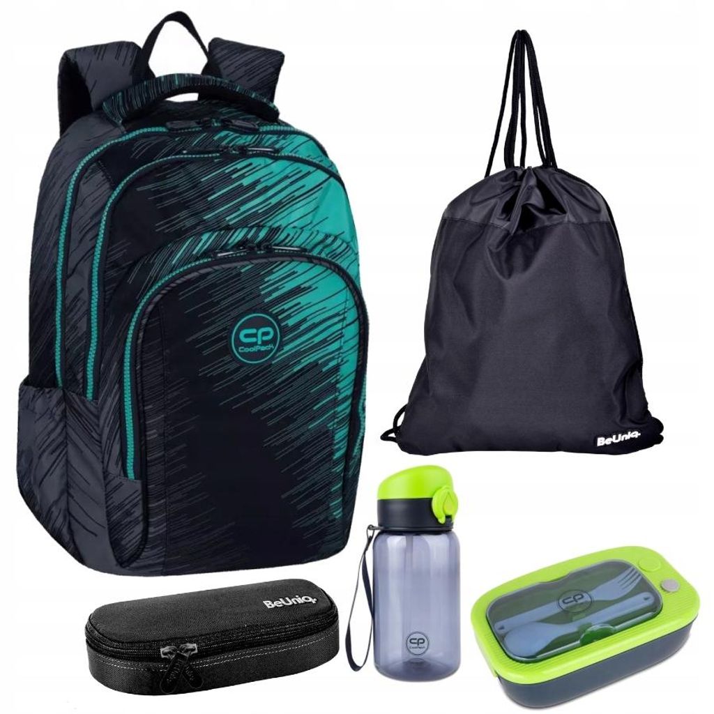 Schulrucksack RIFT CoolPack - 5-Teiliges Set schwarz - mint Produktbild 