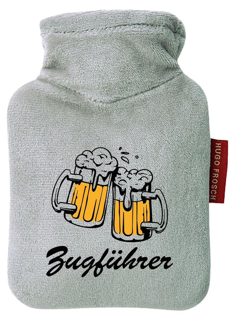 Huuraa Mini-Wärmflasche Zugführer Schützenfest Spielmannszug 0,2 Liter Grey Mini Veloursbezug Taschenwärmer Geschenkidee