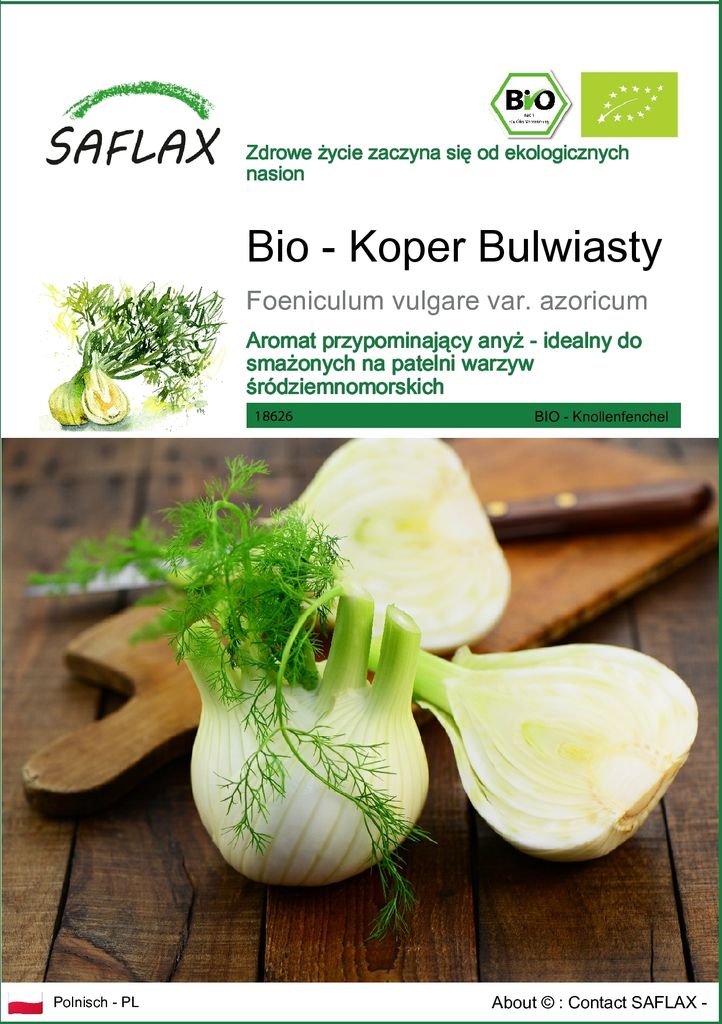 SAFLAX - Bio - Koper Bulwiasty - 100 Nasiona - Foeniculum Zdjęcie produktu 