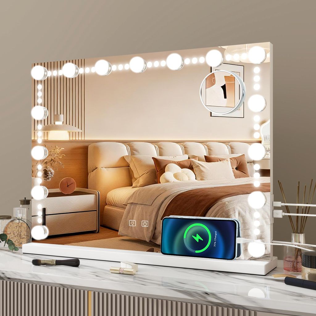 Puluomis Kosmetikspiegel Hollywood 15 LED 58x45cm 3 Farben Produktbild 