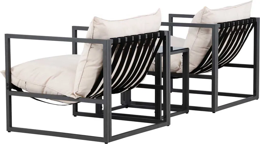 Messinasalon Ensemble de 2 Fauteuils et 1 Table d'Appoint Noire Design - 10