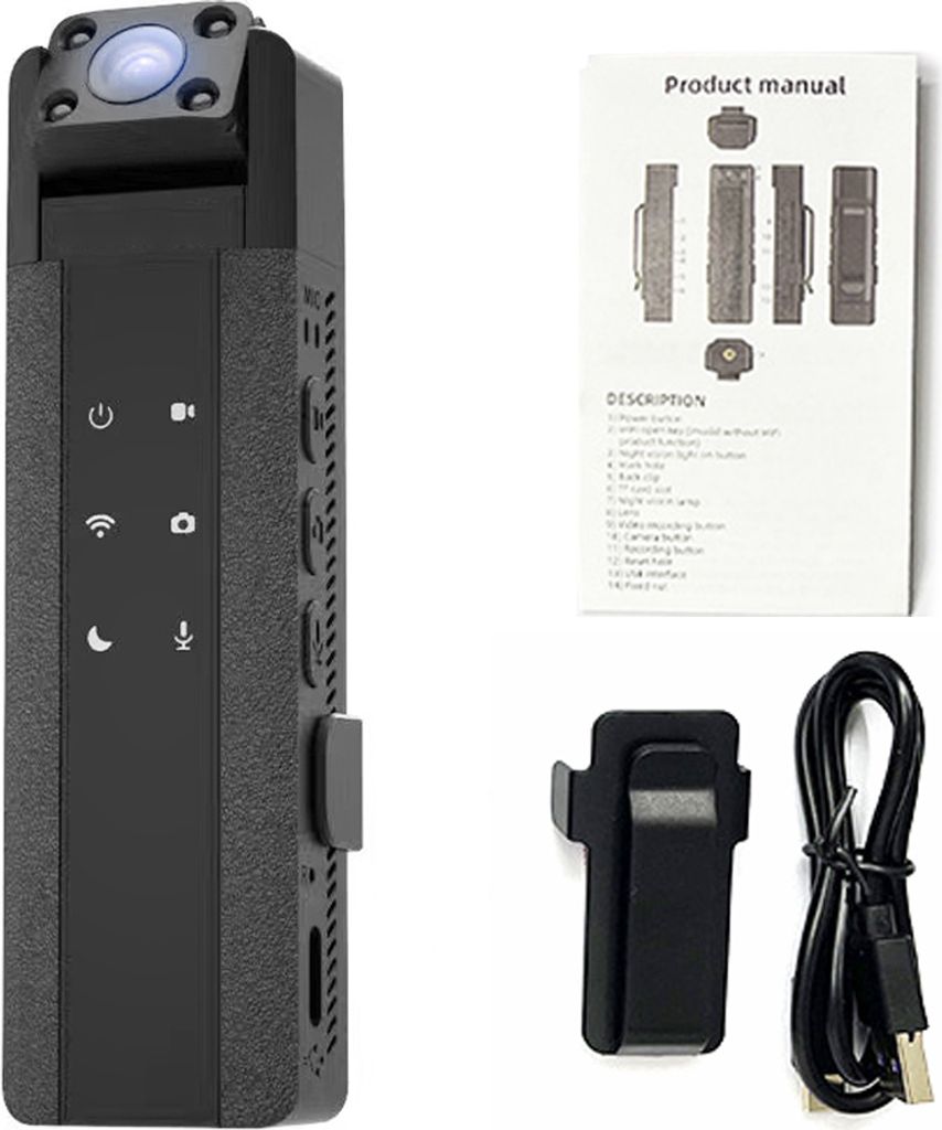 2K-WLAN-Kamera Outdoor-Sportkamera Videorecorder Meeting-Tonaufnahmekamera Tragbare Nachtsichtkamera Miniatur-Camcorder