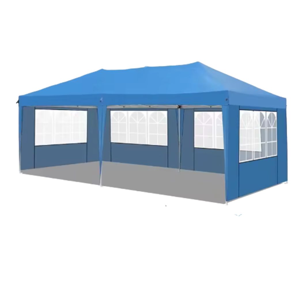 Partyzelt mit Seitenwänden – 300x600 cm – Faltbar – Blau – 420D Oxford-Gewebe – Easy-Up Pavillon – Wasserdicht & Wetterfest – Höhen...