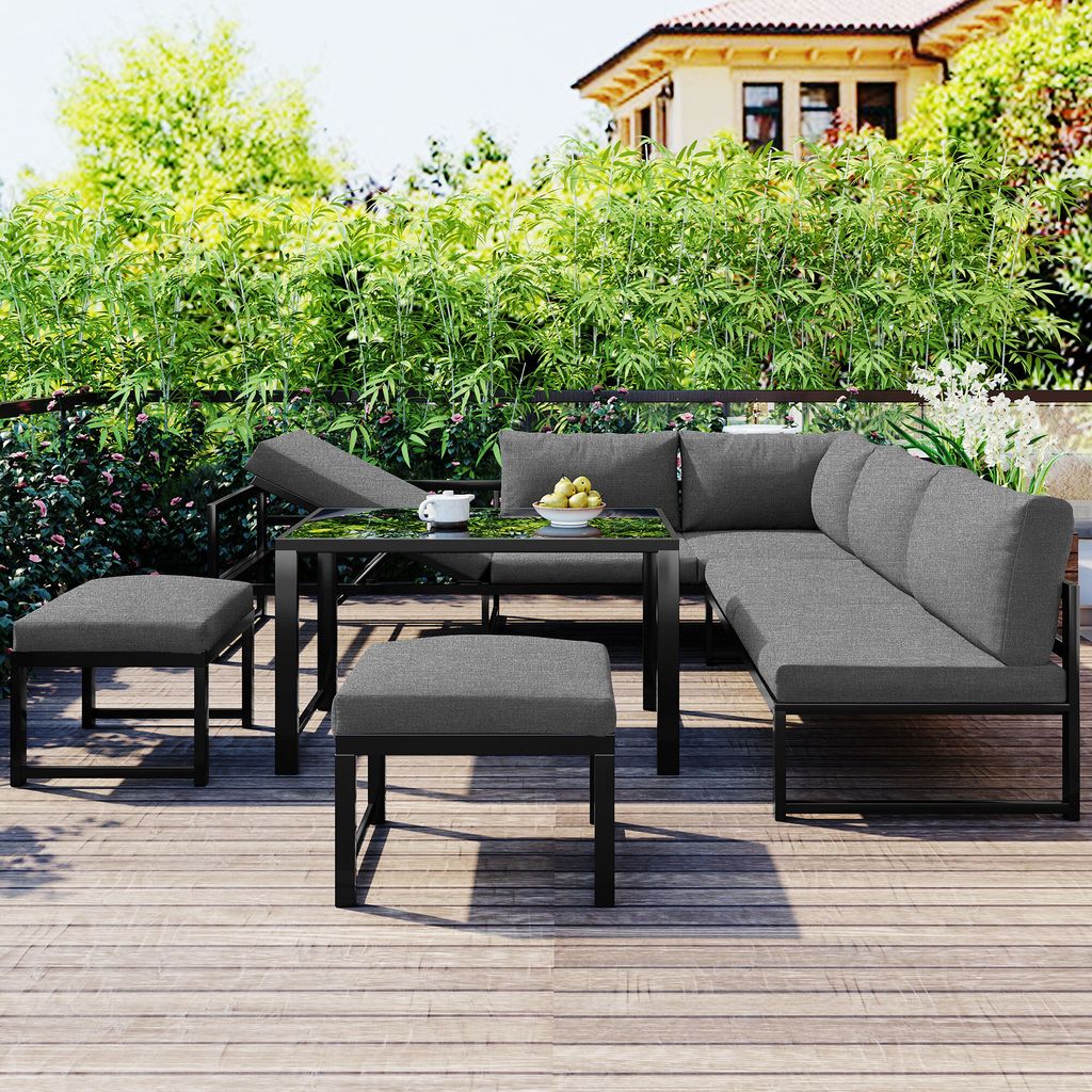 Flieks Gartenmöbel Set 5-tlg, Balkonmöbel Set für 6-7 Produktbild 3